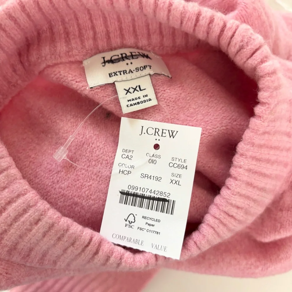 NWT J. Crew Girlfriend Crewneck Sweater Extra-soft Yarn Pink